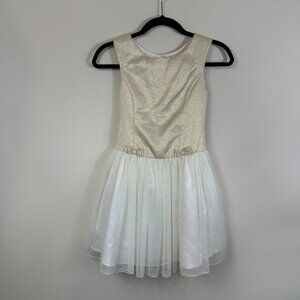 Jona Michelle Tulle Dress Gold Sparkle Bodice and Ivory Skirt Girls Size 8